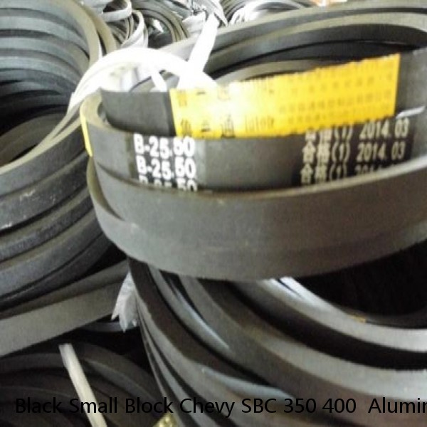 Black Small Block Chevy SBC 350 400  Aluminum Pulley Kit V-Belt Long Water Pump